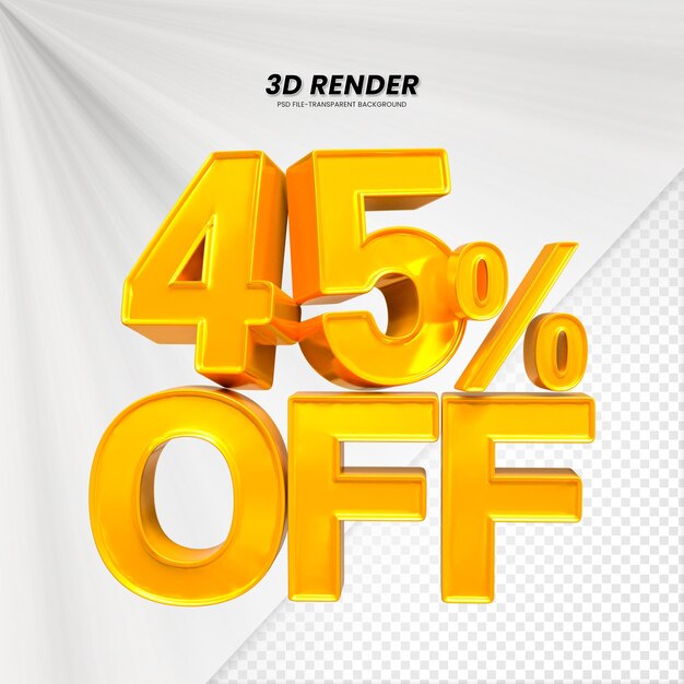 3d sales discount price tag 3d rendering voor compositie 45 procent getal concept