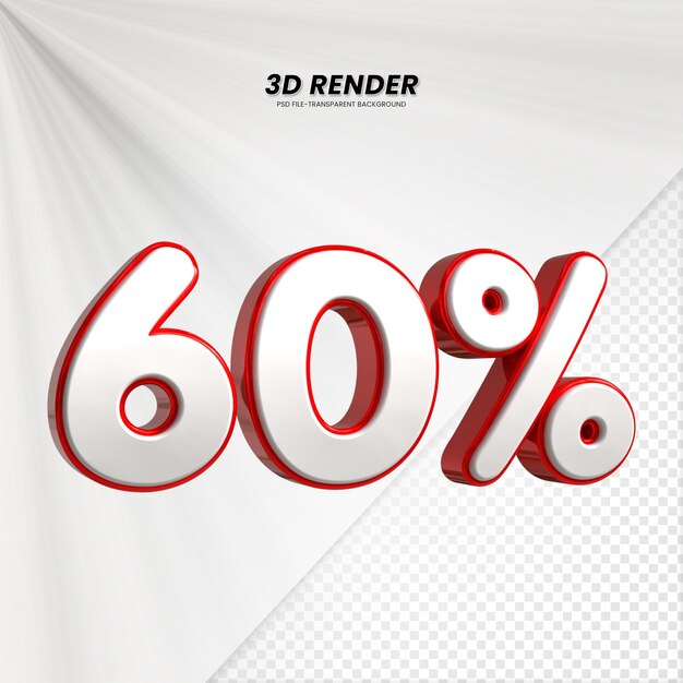 3d sales discount price tag 3d rendering voor compositie 60 procent getal concept