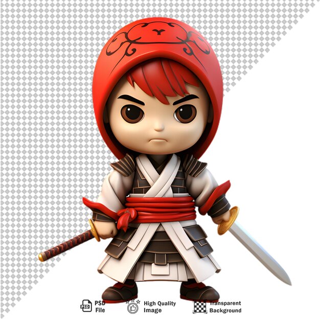 PSD 3d samurai warrior isolated on transparent background