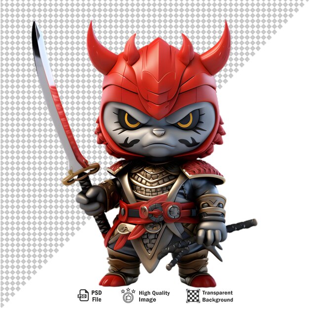 PSD 3d samurai warrior isolated on transparent background