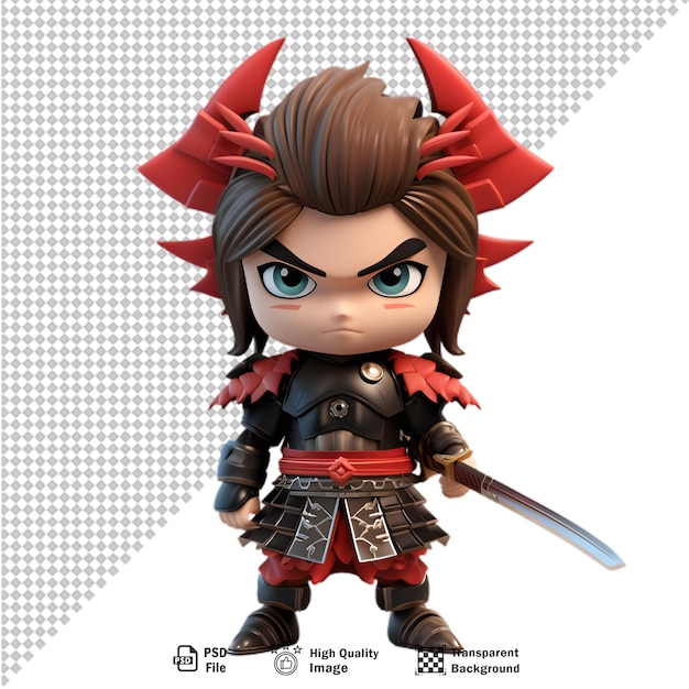 3d samurai warrior isolated on transparent background