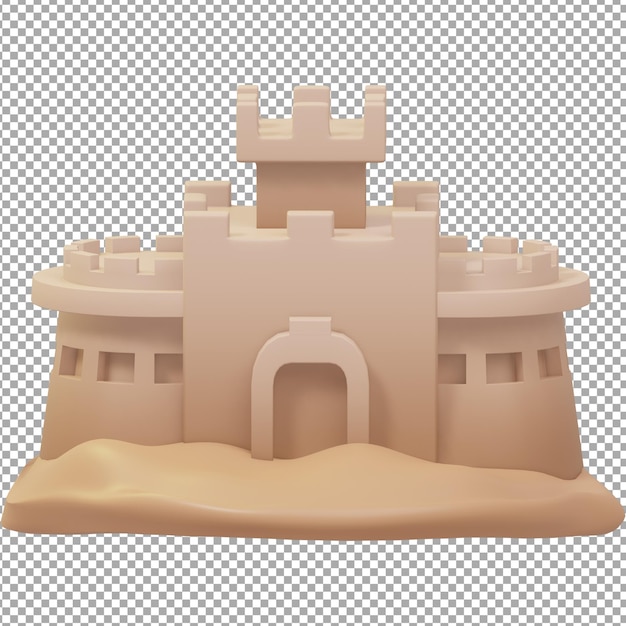 PSD illustrazione del castello di sabbia 3d