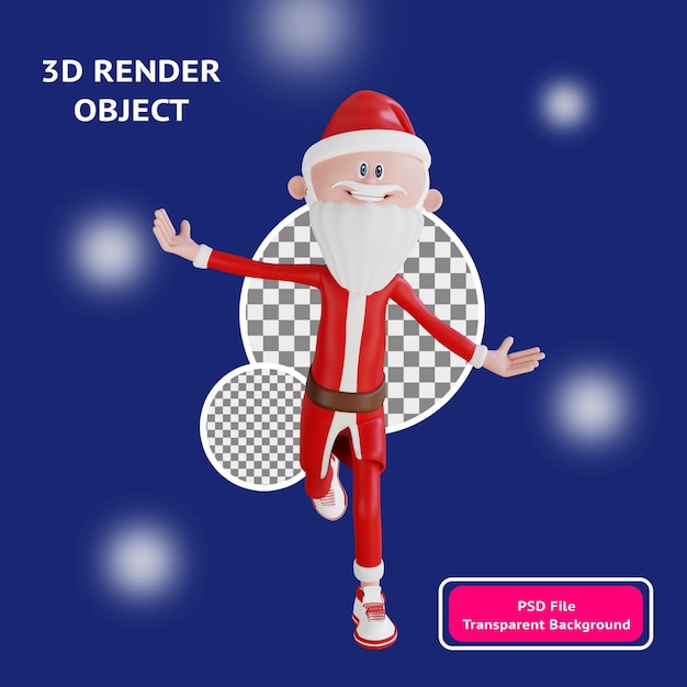 3d santa clause character happy pose illustration object rendered