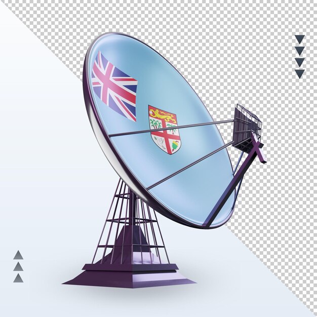 PSD 3d satelita fidżi flaga renderująca lewy widok
