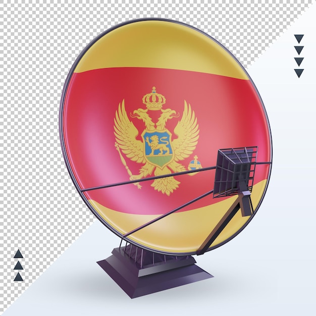 3d Satelita Flaga Czarnogóry Renderujący Widok Z Przodu