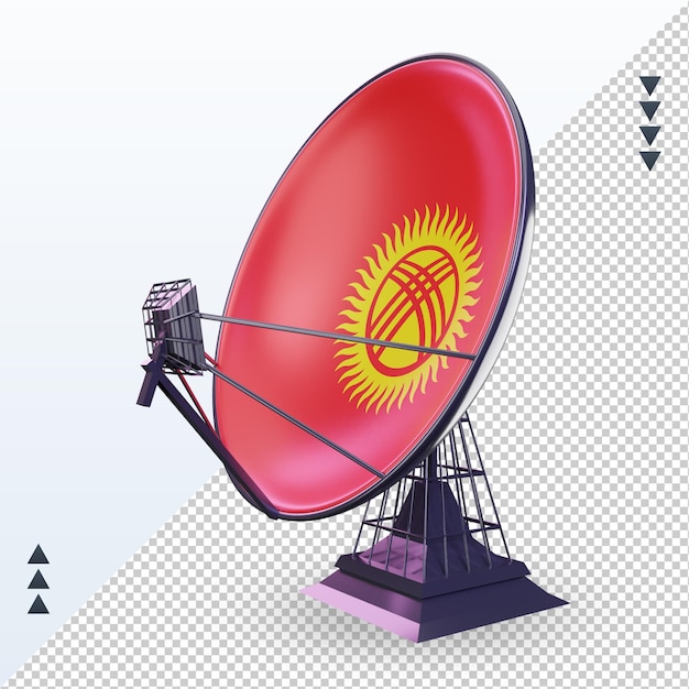 3d Satelita Flaga Kirgistanu Renderujący Prawy Widok