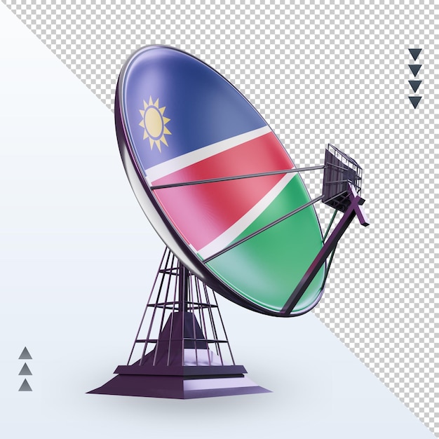 PSD 3d satelita flaga namibii renderujący widok z lewej strony