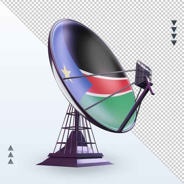 3d Satelita Flaga Sudanu Południowego Renderujący Widok Z Lewej Strony