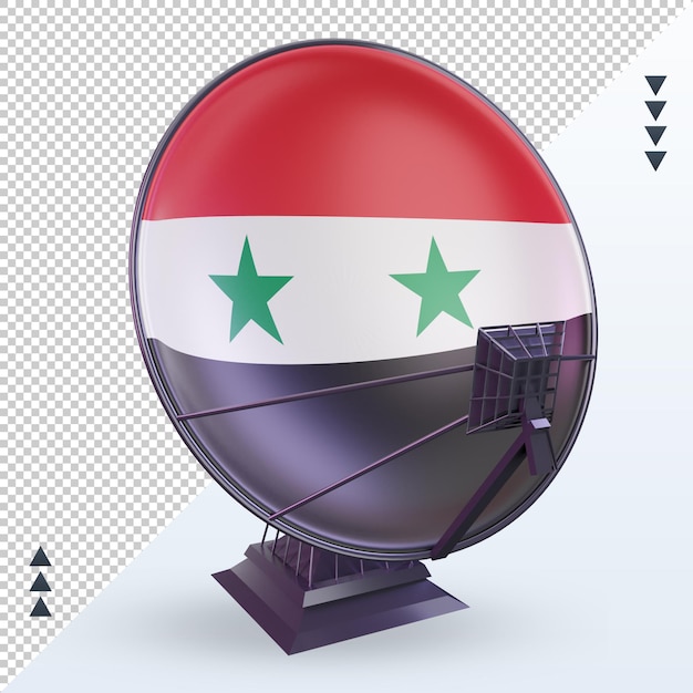 3d Satelita Flaga Syrii Renderujący Widok Z Przodu