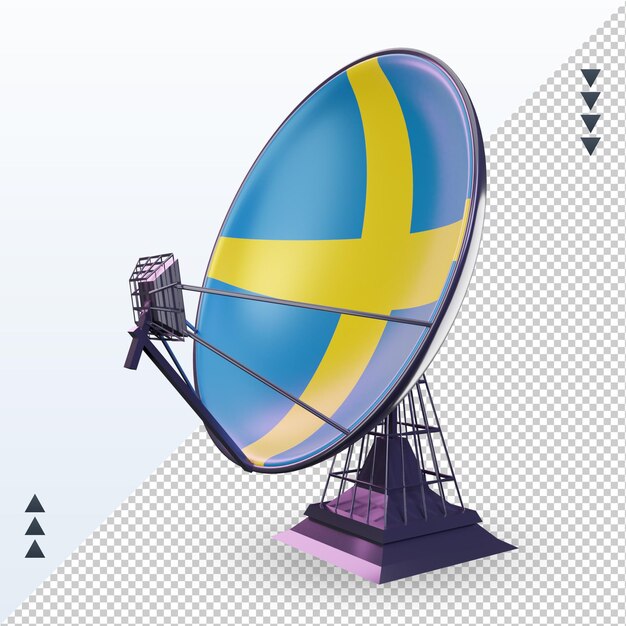 PSD 3d satelita flaga szwecji renderujący prawy widok