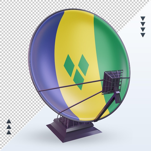 3d Satelita St Vincent I Flaga Grenadyny Renderujący Widok Z Przodu