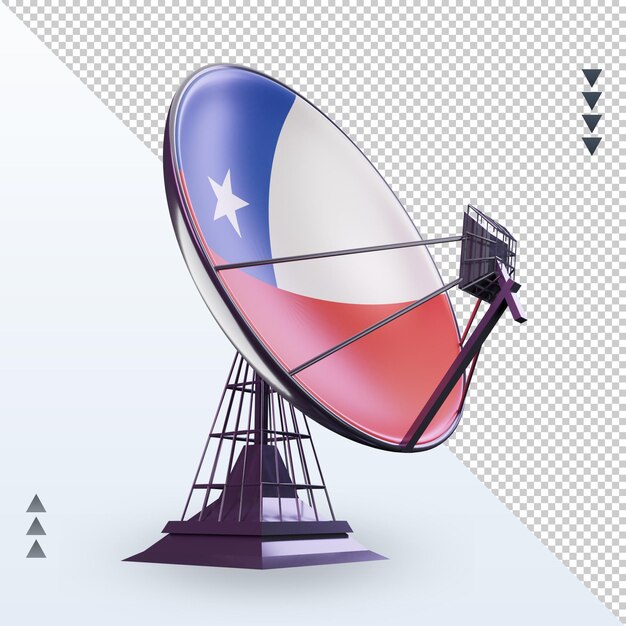 PSD 3d-satelliet chili vlag weergave linker weergave