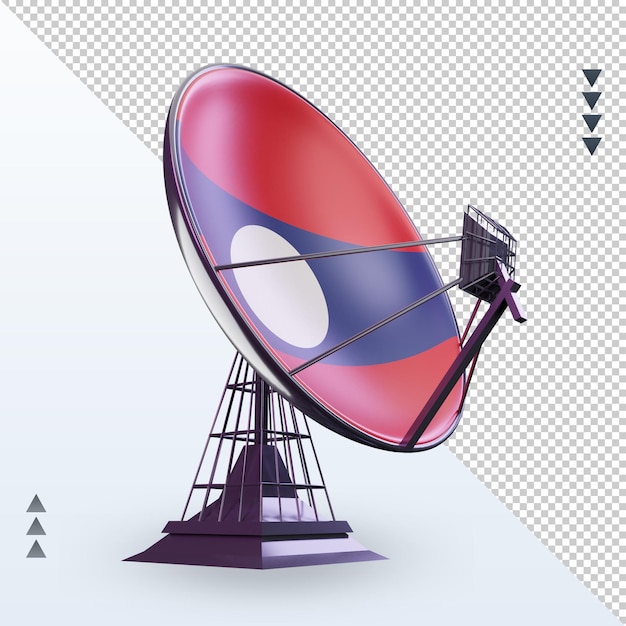 PSD 3d-satelliet laos vlag weergave linker weergave