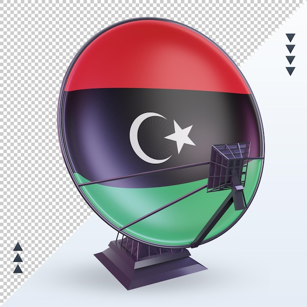 PSD 3d-satelliet libië vlag rendering vooraanzicht