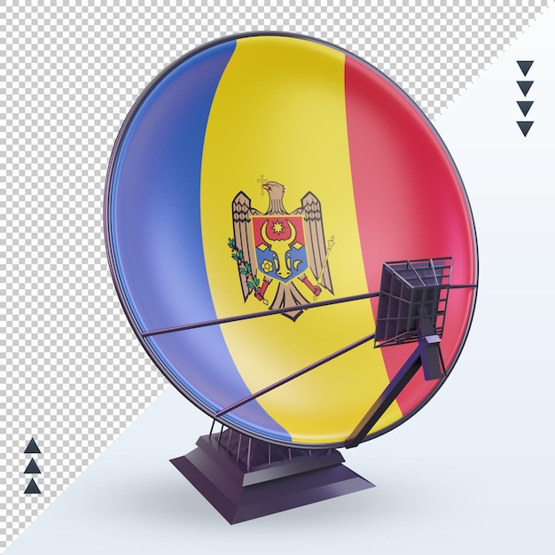 PSD 3d-satelliet moldavië vlag rendering vooraanzicht