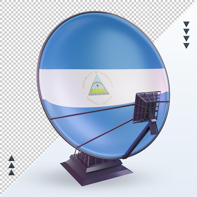 PSD 3d-satelliet nicaragua vlag rendering vooraanzicht