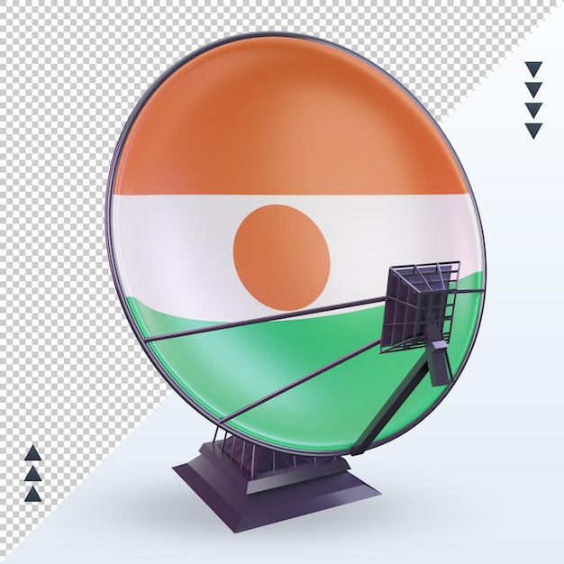 PSD 3d-satelliet niger vlag rendering vooraanzicht