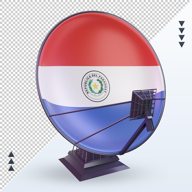 PSD 3d satelliet paraguay vlag rendering vooraanzicht