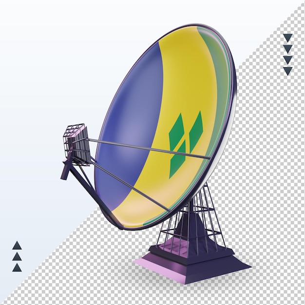 PSD 3d-satelliet st vincent en de grenadines vlag rendering juiste weergave