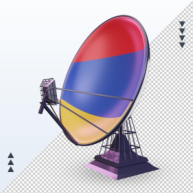 PSD 右側面図をレンダリングする3d衛星アルメニアの旗