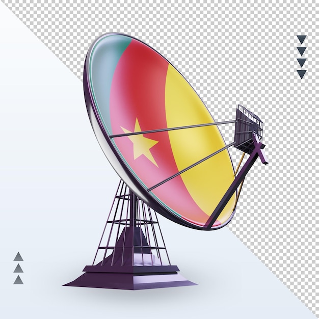 PSD 左側面図をレンダリングする3d衛星カメルーンの旗