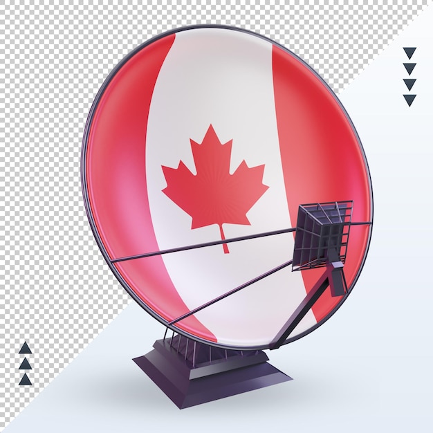 PSD vista frontale del rendering della bandiera del canada satellitare 3d