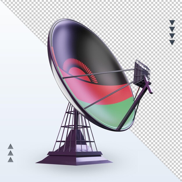 PSD 3d satellite malawi flag rendering left view