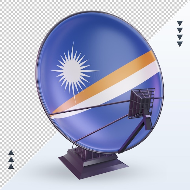 PSD 3d визуализация спутникового флага маршалловых островов, вид спереди