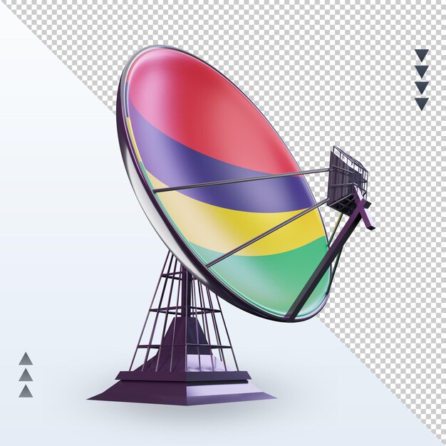 PSD 左側面図をレンダリングする3d衛星モーリシャスの旗