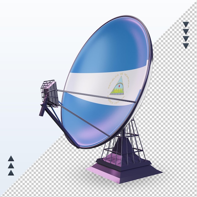 PSD 3d衛星ニカラグアの旗のレンダリングの右側面図