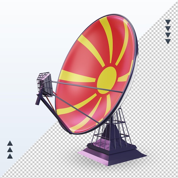 PSD 3d satellite macedonia del nord bandiera rendering vista a destra