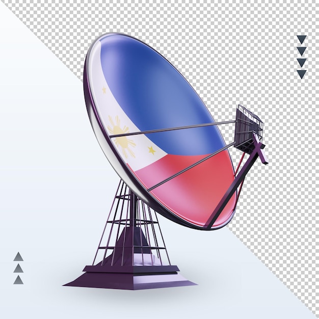 PSD 左側面図をレンダリングする3d衛星フィリピンの旗