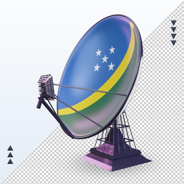 3d衛星ソロモン諸島の旗のレンダリングの右側面図