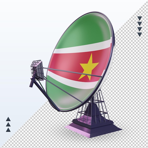 PSD 右側面図をレンダリングする3d衛星スリナムの旗