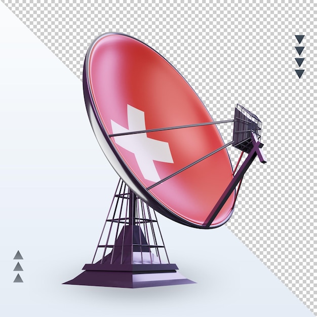 3d satellite switzerland flag rendering left view