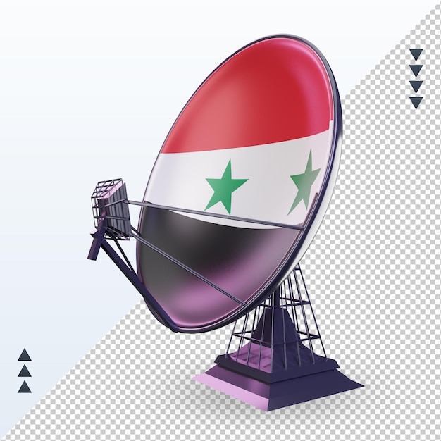 PSD 3d satellite siria bandiera rendering vista a destra