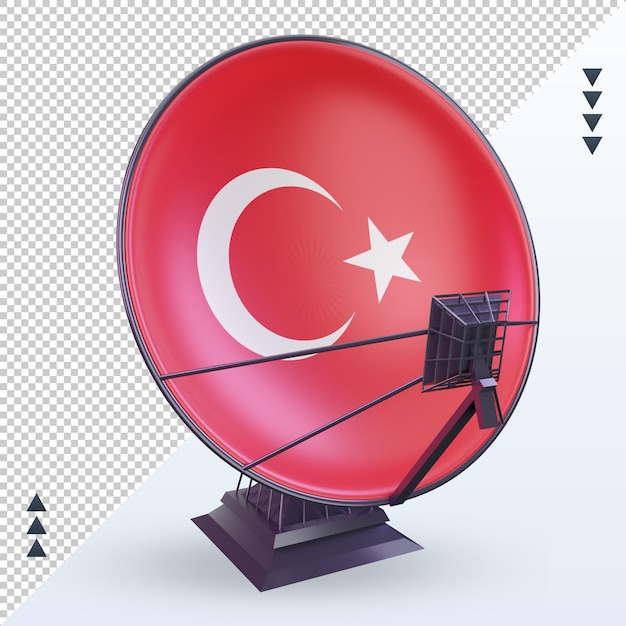 3d satellite turchia bandiera rendering vista frontale