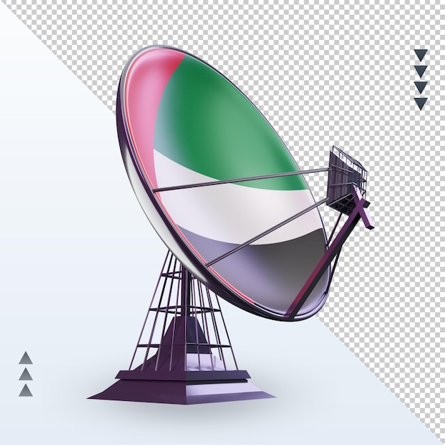 PSD 3d satellite emirati arabi uniti bandiera rendering vista a sinistra