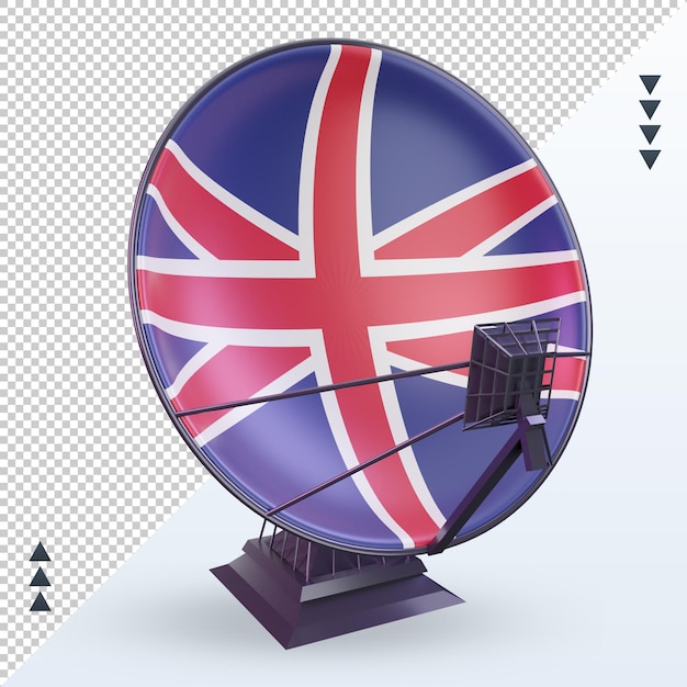 PSD 3d satellite united kingdom flag rendering front view