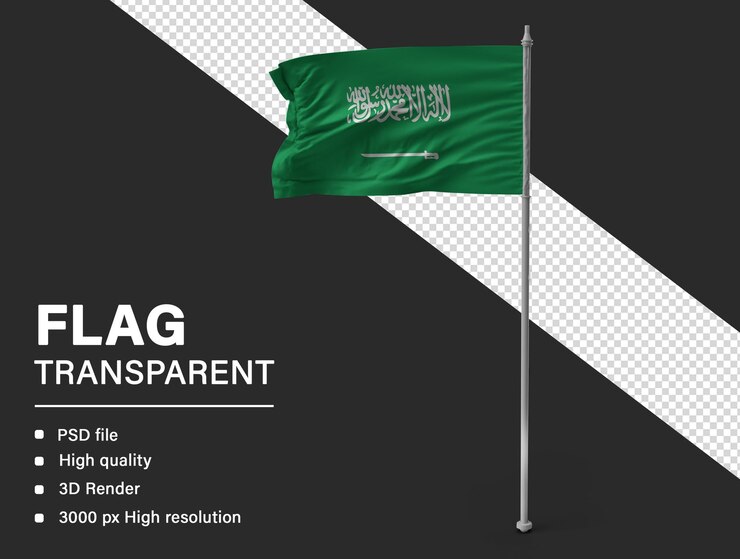 3D Saudi_Arabia flag isolated on transparent background
