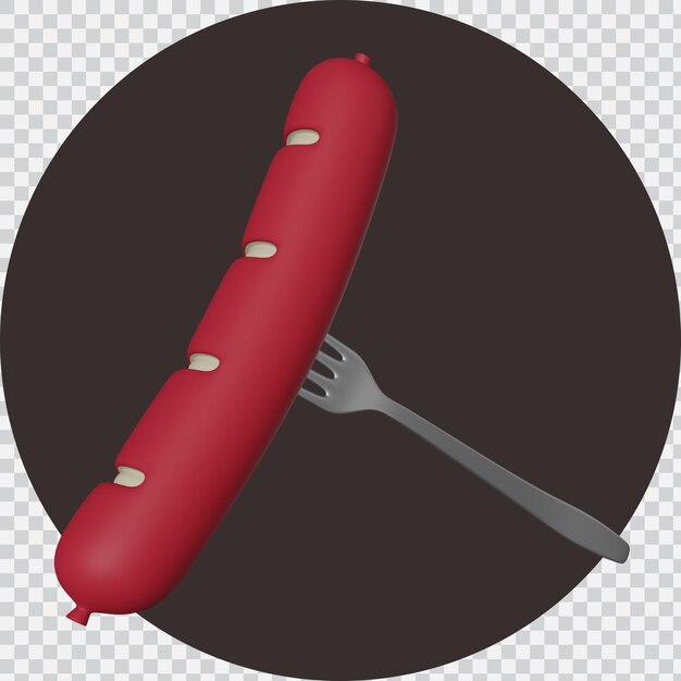 PSD 3d sausage with fork