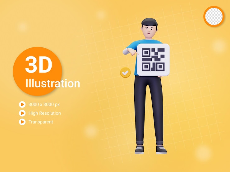 PSD 3d scan the barcode here illustration
