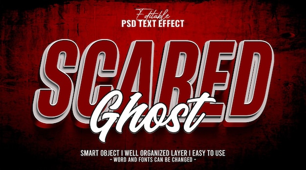 PSD 3d scared ghost halloween editable text effect template