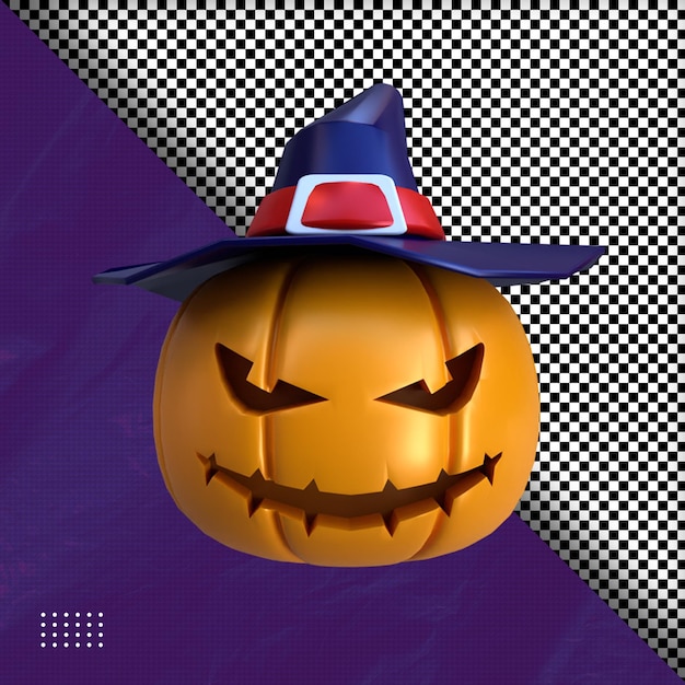 3d scary pumpkin halloween illustration premium psd