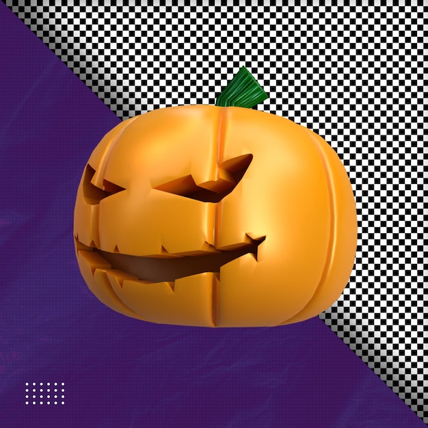 3d scary pumpkin halloween illustration premium psd