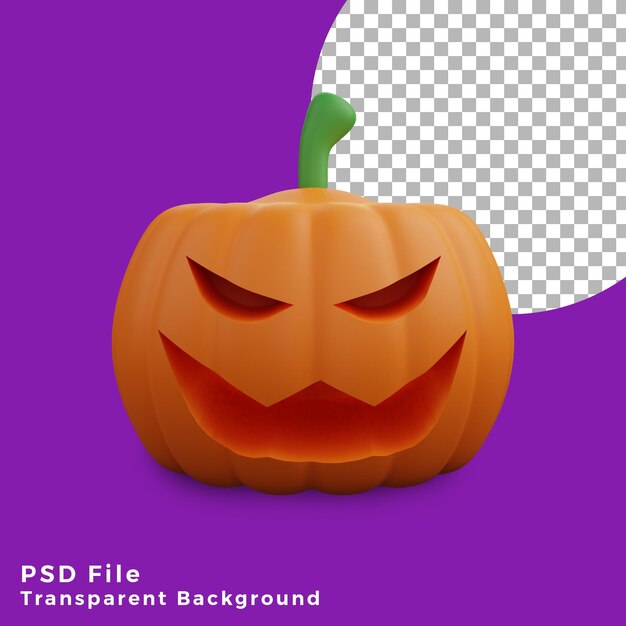 3d faccina spaventosa zucca halloween asset icona design illustrazione alta qualità