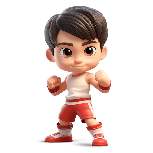 PSD 3d schattig jongens personage in muay thai uniform