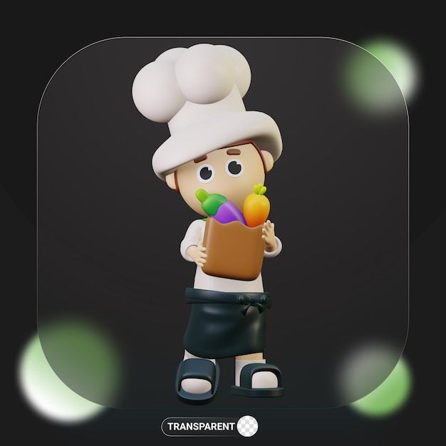 3d schattig karakter chef-kok beroep