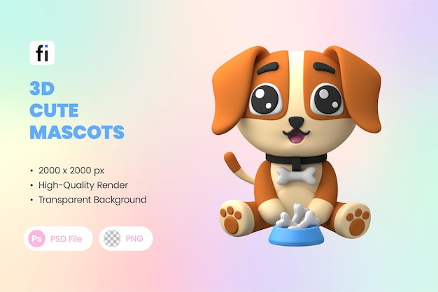 3D schattige puppy mascotte