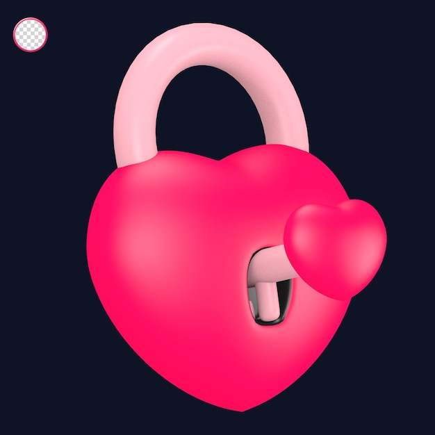 PSD 3d schattige roze valentine39s dag pictogram hangslot liefde